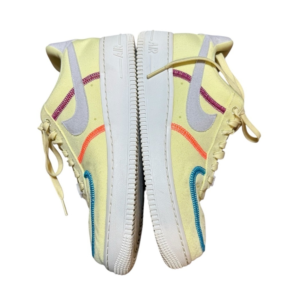 Nike women’s AIR FORCE 1 '07 LOW LX STITCHED CANVAS life lime size 7.5 sneakers - Picture 4 of 8